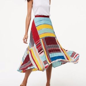 LOFT Colorful Patchwork Midi Skirt